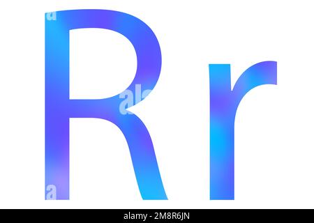 Buchstabe R. Blaue Farbe mit Verlauf. Klassische Schriftart. Isoliert auf weißem Hintergrund. Stockfoto