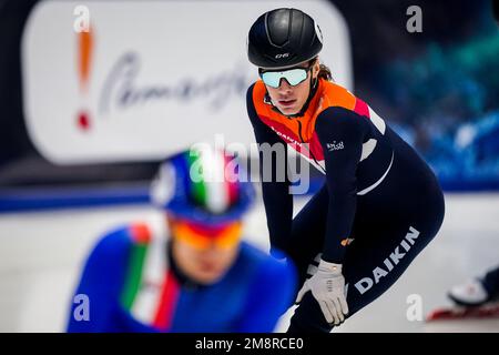 DANZIG, POLEN - JANUAR 15: Jens van 't Wout aus den Niederlanden nach der Teilnahme am Halbfinale 1000m der Männer während der ISU-Europameisterschaft in Halla Victoria am 15. Januar 2023 in Danzig, Polen (Foto von Andre Weening/Orange Pictures) Stockfoto