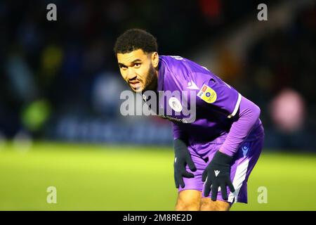 The EnviroVent Stadium, Harrogate, England - 14. Januar 2023 Jamie Reid (19) of Stevenage - während des Spiels Harrogate Town V Stevenage, EFL League 2, 2022/23, im EnviroVent Stadium, Harrogate, England - 14. Januar 2023 Guthaben: Arthur Haigh/WhiteRosePhotos/Alamy Live News Stockfoto