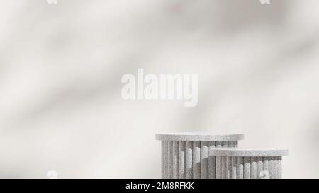 eine 3D-Darstellung einer einfachen Granitvorlage mit minimaler Podiumsäule im quadratischen Layout Stockfoto