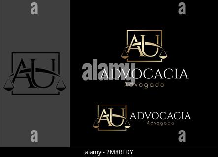 Logomarca, Logo Advocacia baseada na letra inicial AU Stock Vektor