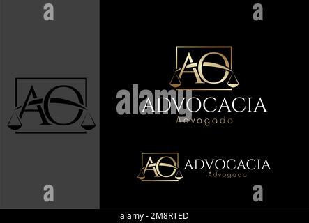 Logomarca, Logo Advocacia baseada na letra inicial AO Stock Vektor