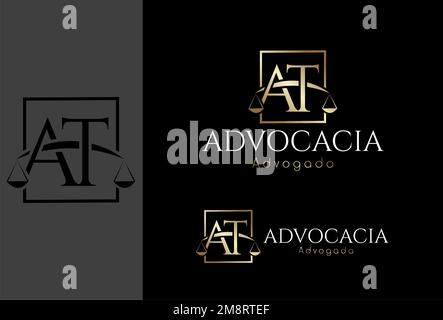 Logomarca, Logo Advocacia baseada na letra inicial AT Stock Vektor