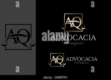 Logomarca, Logo Advocacia baseada na letra inicial AQ Stock Vektor