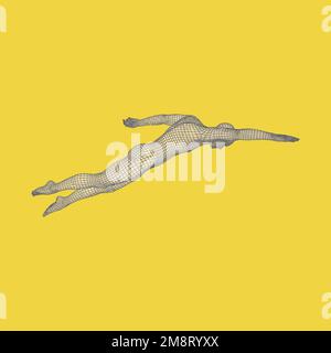 3D-Schwimmen Mann. Vektor Bild von einem Schwimmer. Menschlichen Körper. Sport Symbol. Design Element. Stock Vektor
