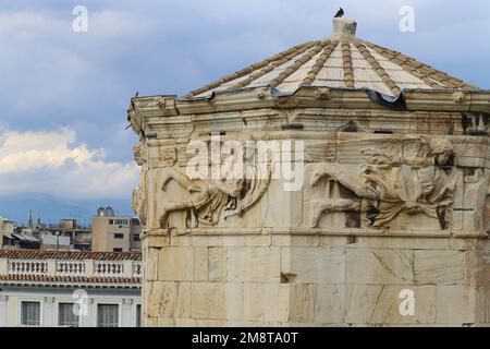 Turm der Winde (oder Horologion von Andronikos von Kyrrhos), römische Agora. Griechische Hauptstadt Athen. Griechenland, Südeuropa, Reiseziel, V Stockfoto