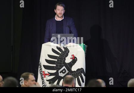 Münster, Deutschland. 15. Januar 2023. firo : 01/15/2023 Fußball, 4. Liga, Regionalliga West Prussia Munster, SC Preussen Munster, Münster, 1906, Jahreshauptversammlung, Treffen mit Peter Niemeyer SCP, Manager, Credit: dpa/Alamy Live News Stockfoto