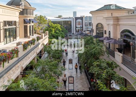 Das Grove Einkaufszentrum in Los Angeles, High Angle Shot Stockfoto