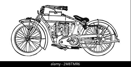 Oldtimer-Motorrad-Illustration, klassische Version Stockfoto