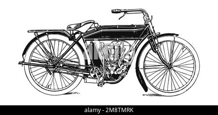 Oldtimer-Motorrad-Illustration, klassische Version Stockfoto