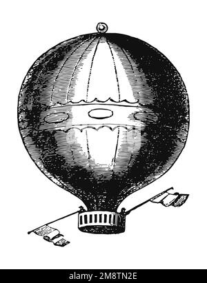 Heißluftballon, alte Illustration aus dem XIX. Jahrhundert Stockfoto