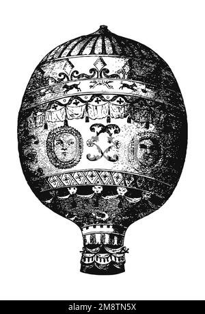 Heißluftballon, alte Illustration aus dem XIX. Jahrhundert Stockfoto