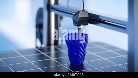 Vase mit 3D-Druck und schickem Muster Stockfoto