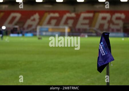 UK. 15. Januar 2023. London, England, 15. Januar 2023 Flagge vor dem Barclays FA Frauen Super League-Spiel zwischen West Ham United und Manchester City im Chigwell Construction Stadium in London, England (PEDRO PORRU, Pedro Porru/SPP) Guthaben: SPP Sport Press Photo. Alamy Live News Stockfoto