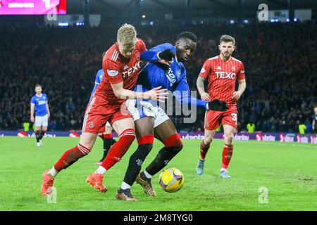 Glasgow, Großbritannien. 15. Januar 2023. Das zweite Halbfinale des Scottish League Cup (Viaplay Cup) zwischen Rangers und Aberdeen fand in Hampden Park, Glasgow, Schottland, Großbritannien, statt. Der Gewinner dieses Spiels spielt am 26. Februar Celtic im Finale. Wird auch in Hampden gespielt. Kredit: Findlay/Alamy Live News Stockfoto