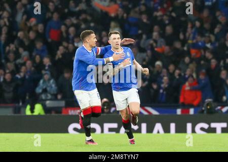 Glasgow, Großbritannien. 15. Januar 2023. Das zweite Halbfinale des Scottish League Cup (Viaplay Cup) zwischen Rangers und Aberdeen fand in Hampden Park, Glasgow, Schottland, Großbritannien, statt. Der Gewinner dieses Spiels spielt am 26. Februar Celtic im Finale. Wird auch in Hampden gespielt. Kredit: Findlay/Alamy Live News Stockfoto