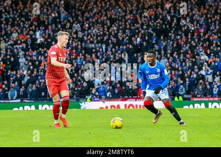 Glasgow, Großbritannien. 15. Januar 2023. Das zweite Halbfinale des Scottish League Cup (Viaplay Cup) zwischen Rangers und Aberdeen fand in Hampden Park, Glasgow, Schottland, Großbritannien, statt. Der Gewinner dieses Spiels spielt am 26. Februar Celtic im Finale. Wird auch in Hampden gespielt. Kredit: Findlay/Alamy Live News Stockfoto