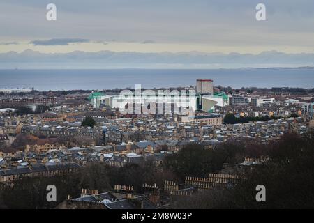 Edinburgh Scotland, Vereinigtes Königreich, 15. Januar 2023. Blick in Richtung Forth von Calton Hill. Live-Nachrichten von sst/alamy Stockfoto