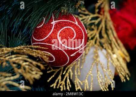 Eleganter Weihnachtsbaum in einem Park in der Stadt Dnepr Stockfoto