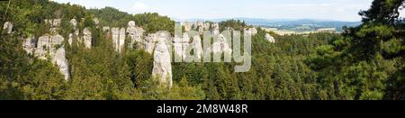 Hruboskalske skalni mesto Felspanorama, Sandsteinfelsen Stadt, Cesky raj, böhmisches oder Böhmisches Paradies, Tschechische Republik Stockfoto