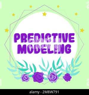 Das Schild zeigt Predictive Modeling an. Wartungsstrategie für Geschäftskonzepte basierend auf vorausschauenden Analysen Stockfoto