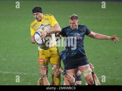 Remi Bourdeau von Stade Rochelais während des Champions Cup, Rugby-Gewerkschaftsspiel zwischen Stade Rochelais (La Rochelle) und Ulster Rugby am 14. Januar 2023 im Marcel Deflandre Stadion in La Rochelle, Frankreich / DPPI Stockfoto