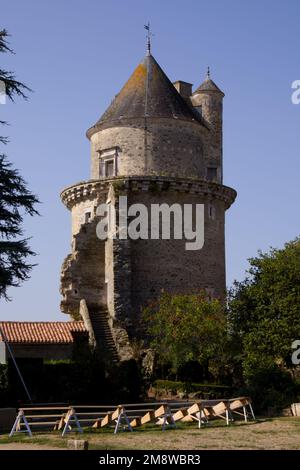 Burgturm am Schloss Apremont, Vendee, Frankreich Stockfoto