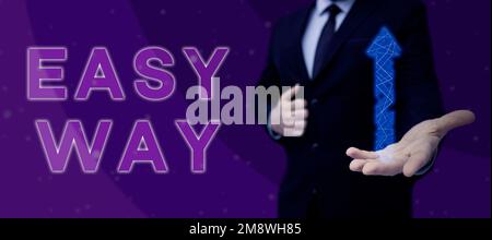 Handschriftlicher Text Easy Way. Konzeptfoto, das die Entscheidung zwischen zwei Methoden mit weniger und mehr Aufwand erschwert Stockfoto