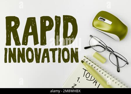 Konzeptionelle Beschriftung Schnelle Innovation. Wort, das auf einer Website geschrieben wird, die Suchmaschinenalgorithmen verwendet Stockfoto
