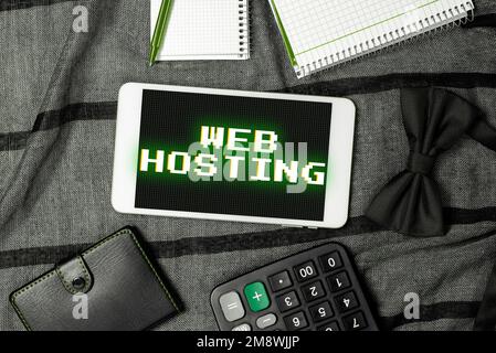 Konzeptionelle Bildunterschrift Web Hosting. Wort geschrieben über die Tätigkeit der Bereitstellung von Speicherplatz und Zugriff für Websites Stockfoto