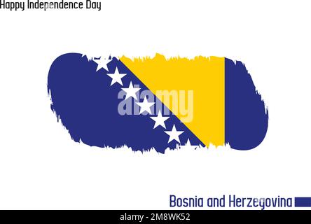 Nationale Flagge von Bosnien und Herzegowina Bestandsvektor mit Pinselstrichen gezeichnet Stock Vektor