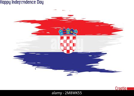 Staatsflagge des kroatischen Bestandsvektors mit Pinselstrichen gezeichnet Stock Vektor