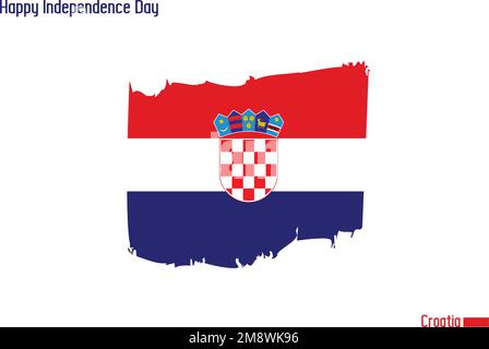 Staatsflagge des kroatischen Bestandsvektors mit Pinselstrichen gezeichnet Stock Vektor