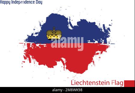 Liechtensteinische Flagge Stock Vector mit Pinselstrichen gezeichnet Stock Vektor