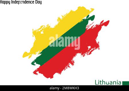 Grunge Pinsel Strichvektordesign auf der Flagge von Litauen gemalt Stock Vektor