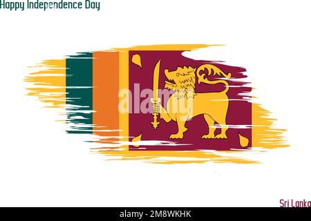 Nationalflagge des Sri-Lanka-Bestandsvektors mit Pinselstrichen Stock Vektor