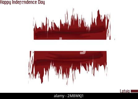 Staatsflagge des lettischen Bestandsvektors mit Pinselstrichen gezeichnet Stock Vektor