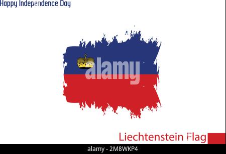 Liechtensteinische Flagge Stock Vector mit Pinselstrichen gezeichnet Stock Vektor