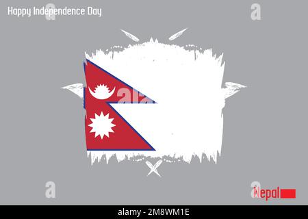 Grunge Pinsel Strichvektordesign auf der Malerei der nepalesischen Flagge Stock Vektor
