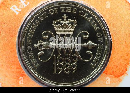 £2-Euro-Gedenkmünze für die Inanspruchnahme der Rechte, ausgestellt 1989 Stockfoto