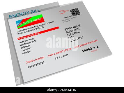 Abstrakte Darstellung des Vektors der Energierechnungen auf Weiß Stock Vektor