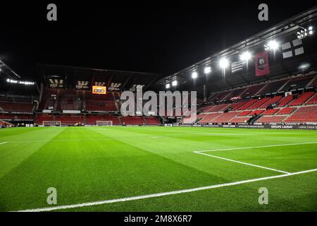 Rennes, Frankreich. 15. Januar 2023. Allgemeiner Blick während des Fußballspiels der französischen Meisterschaft Ligue 1 zwischen Stade Rennais und Paris Saint-Germain am 15. Januar 2023 im Roazhon Park in Rennes, Frankreich - Foto Matthieu Mirville / DPPI Credit: DPPI Media/Alamy Live News Stockfoto