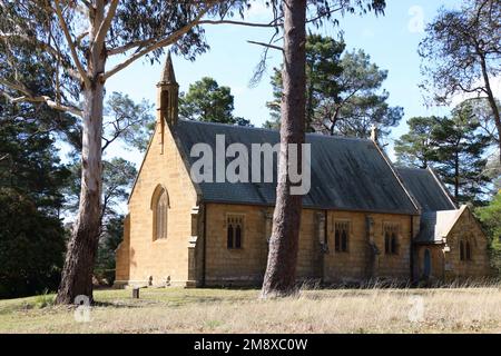 Historische anglikanische Sandsteinkirche in Berrima, NSW, Australien. Stockfoto