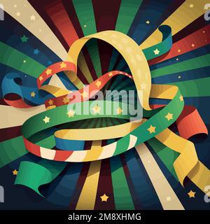 Darstellung von Schleifen in Schlangenform, die Festlichkeiten wie Farmal mit roten, grünen, gelben und blauen Farben illustrieren Stock Vektor