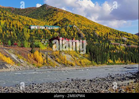 McKinley Village, Herbstatmosphäre, Nenana River, Central Alaska, Alaska, USA Stockfoto