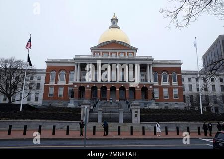 Boston, USA. 15. Januar 2023. Das Massachusetts State House findet am 15. Januar 2023 auf den Freedom and Black Heritage Trails am Boston Common in Boston Massachusetts, USA, statt. (Foto: John Lamparski/SIPA USA) Guthaben: SIPA USA/Alamy Live News Stockfoto