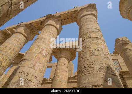 Säulen, große hypothetische Halle, Tempel von Amun-Re, Karnak Tempel, Karnak, Ägypten Stockfoto