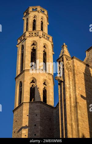 Glockenturm der Basilika Santa Maria del Mar (Barcelona, Katalonien, Spanien) ESP: Campanario de la Basílica de Santa Maria del Mar (Barcelona) Stockfoto