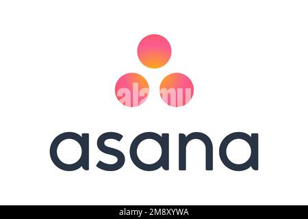 Asana-Software, Logo, weißer Hintergrund Stockfoto