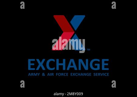 Army and Air Force Exchange Service, Logo, schwarzer Hintergrund Stockfoto